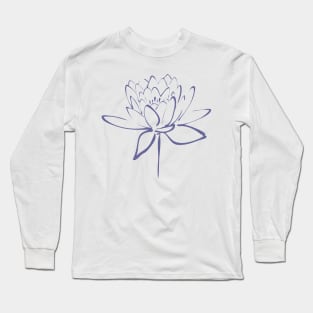 Lotus Flower Calligraphy (Blue) Long Sleeve T-Shirt